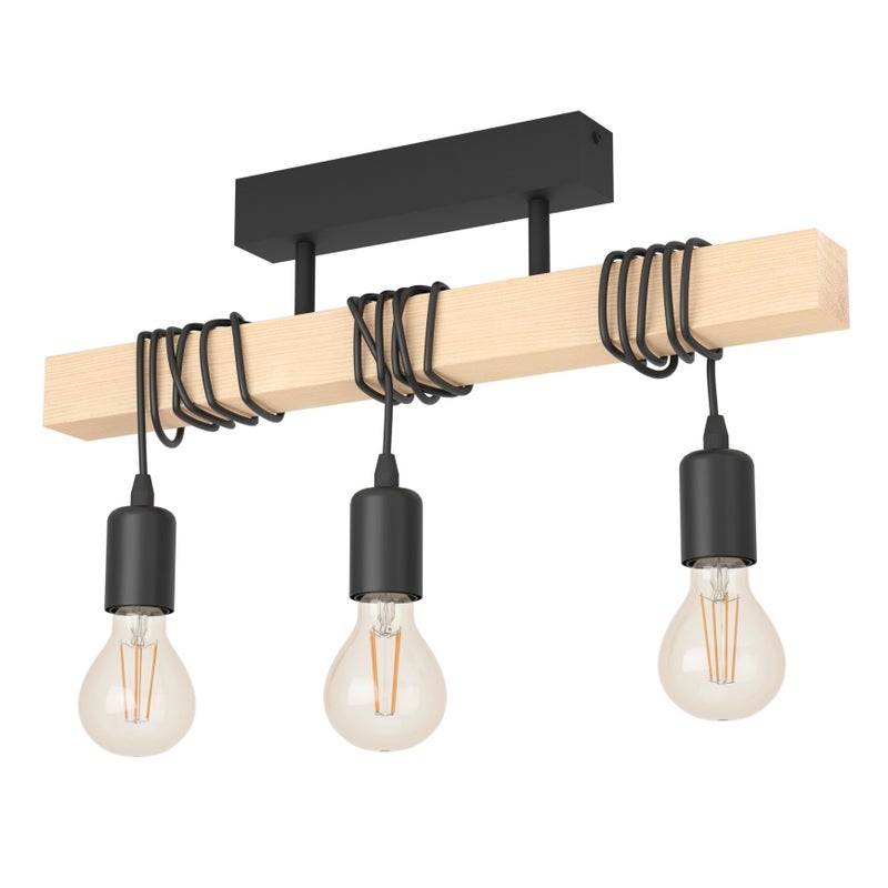 Żyrandol vintage, 3-głowicowe metalowe zawieszenie, rustykalna lampa sufitowa, lampa wisząca, oświetlenie wyspy, regulowana wysokość, 55 cm