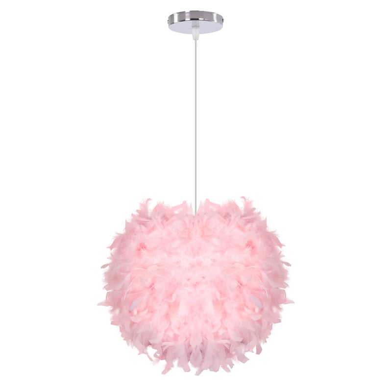 Pojedyncza lampa sufitowa z białym piórkiem i romantycznym kloszem do salonu i jadalni - 30 cm (żarówki E27 nie są dołączone)