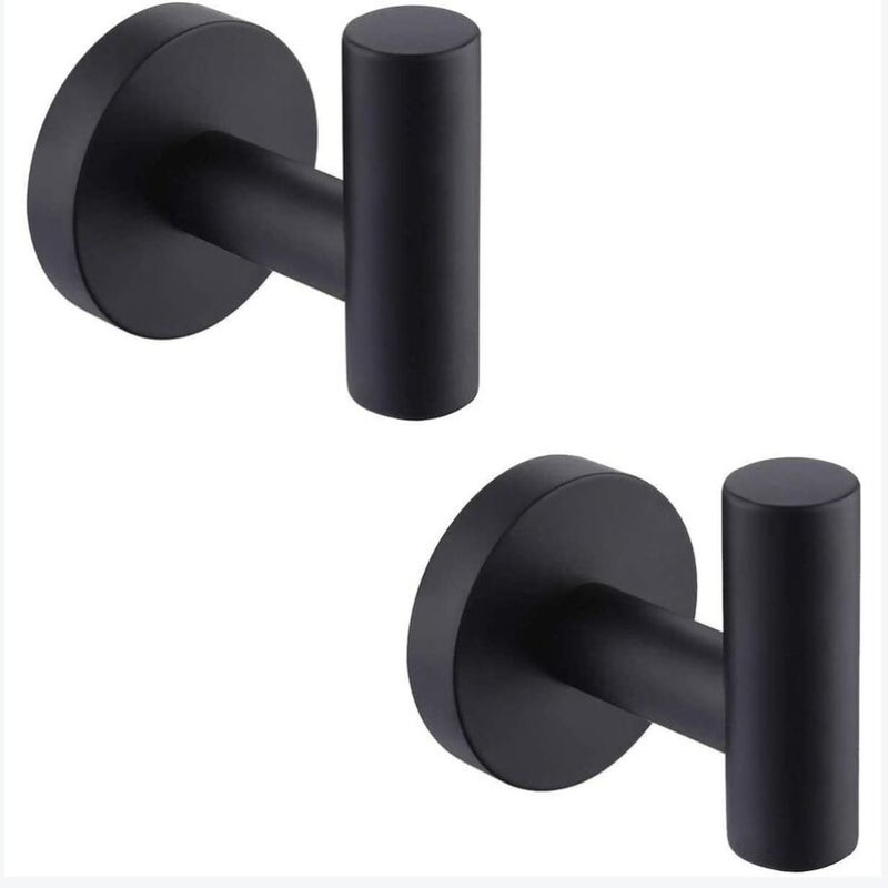 Wieszak na ręczniki łazienkowe, wieszak na ubrania, matowa czerń, stal nierdzewna SUS304, wieszak na ubrania, uchwyt na ręczniki, 2 sztuki