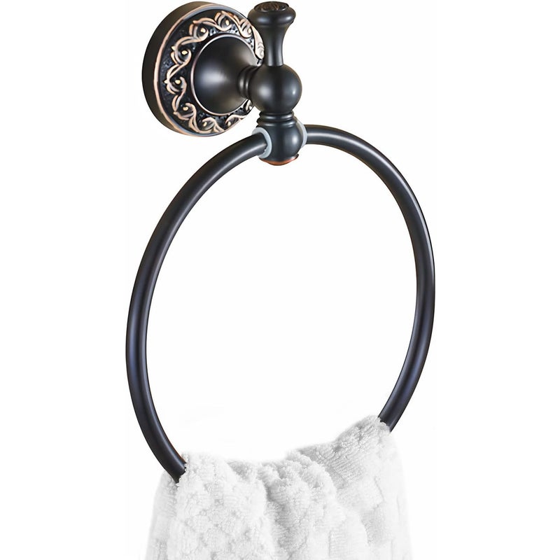 Czarny uchwyt na ręczniki, mosiężny uchwyt na ręczniki z brązu olejowanego, retro antyczny uchwyt na ręczniki z wierceniem