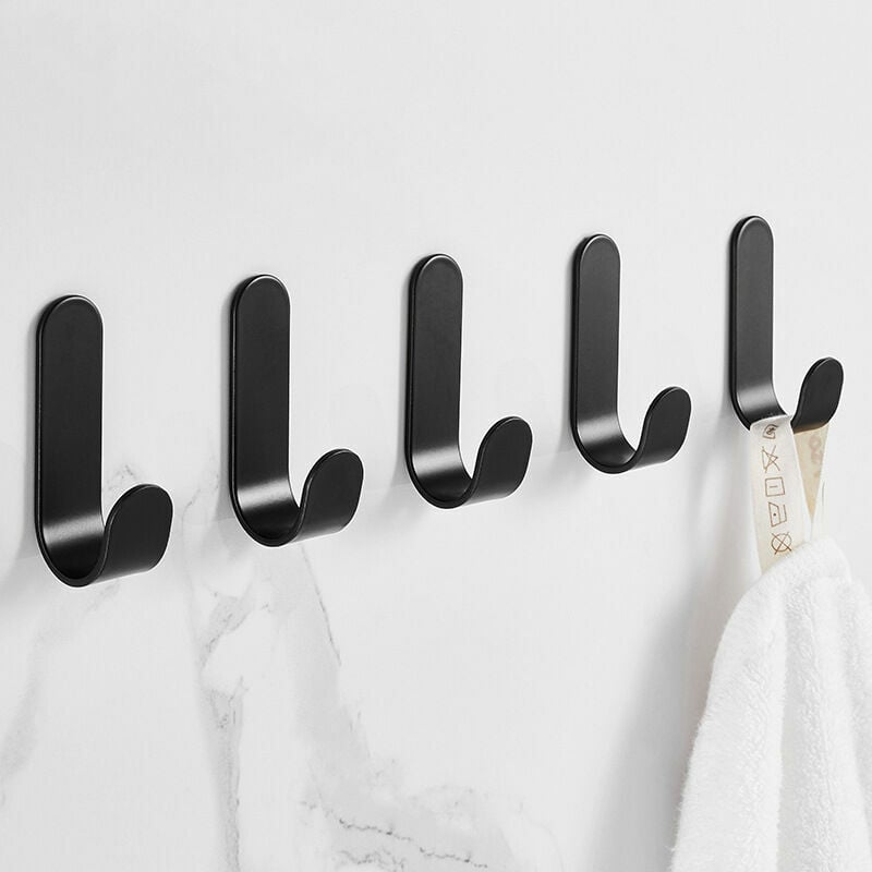 Zestaw 5 samoprzylepnych haczyków 3M do łazienki, haczyki ścienne do sypialni, łazienki, kuchni (czarne)