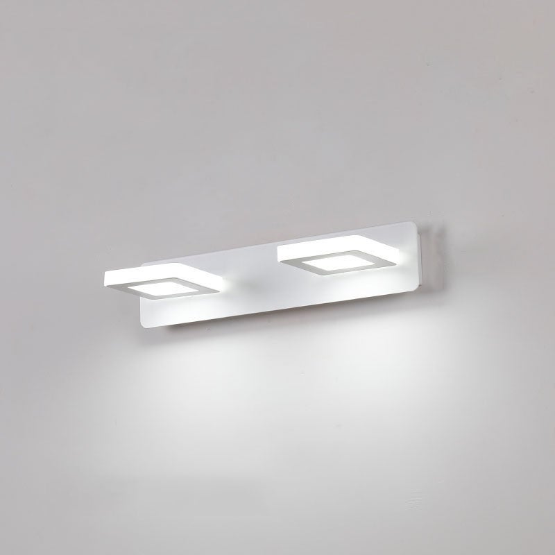 Lampa do umywalki łazienkowej, prosty kinkiet, 220V kwadratowa 2-głowicowa 32cm 10 watów, trójkolorowy ściemnialny reflektor lustrzany