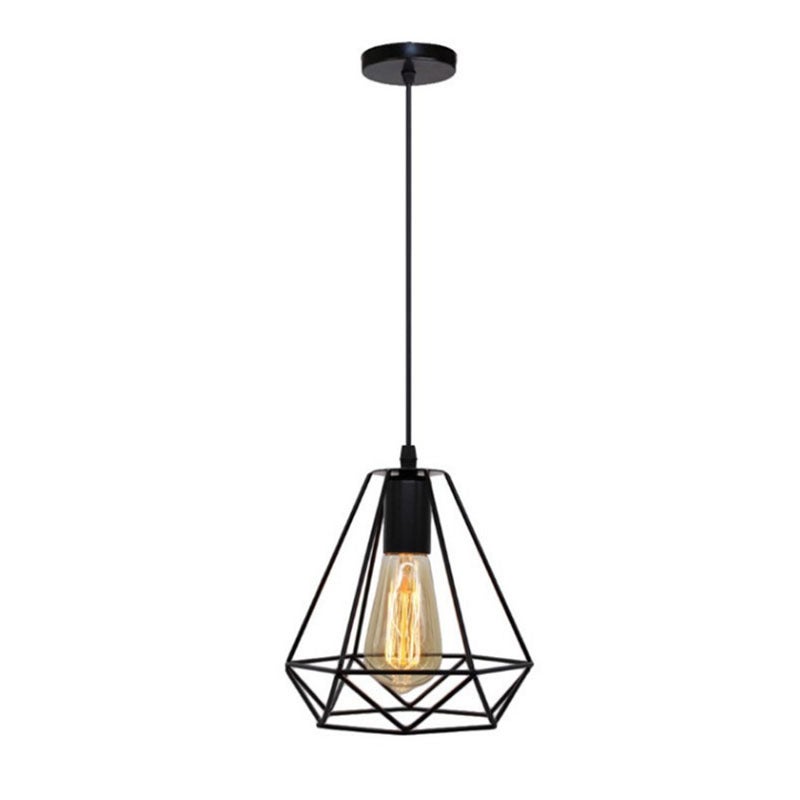 Przemysłowa Lampa Wisząca Retro Żyrandol Sufitowy Vintage Czarna Lampa Klatka Klosz Metalowy do Restauracji Salonu