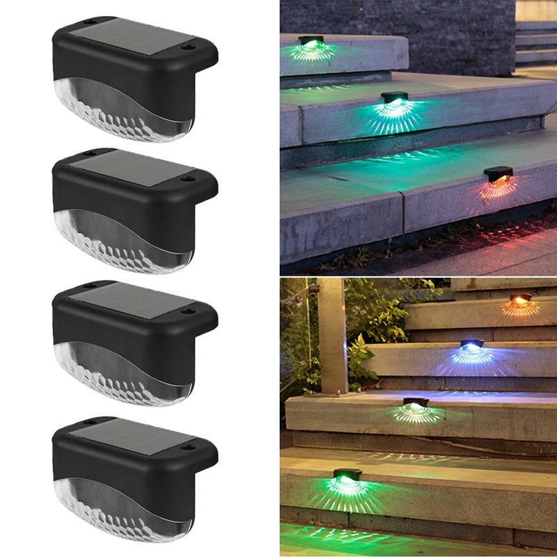 Zestaw 4 kolorowych lamp solarnych do alejek, oświetlenie zewnętrzne, wodoodporne, lampki nocne LED