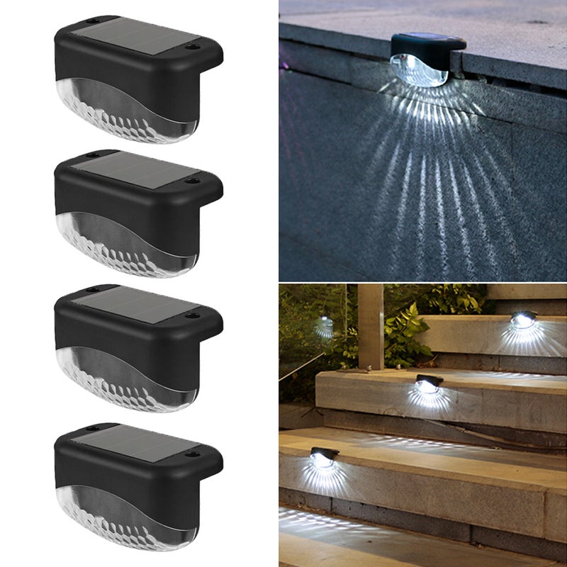 Zestaw 4 białych lamp solarnych do alejek, oświetlenie zewnętrzne, wodoodporne, lampka nocna LED