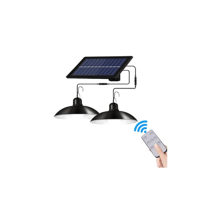 Lampa solarna Solaire, żyrandol solarny z wodoodpornym pilotem, 2 głowice, kabel 3 m - białe światło
