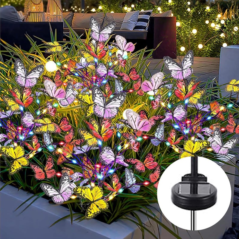 Motylkowe lampy solarne do ogrodu zewnętrznego zestaw sztuk wodoodporne lampy dekoracyjne zmieniający kolor design LED zasilane energią słoneczną