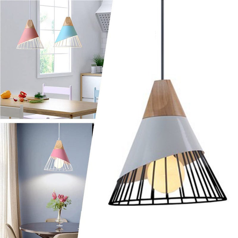 Nowoczesny żyrandol kreatywny żyrandol cm stożkowy klosz retro lampa sufitowa bez źródła światła do sypialni kuchni salonu korytarza biały