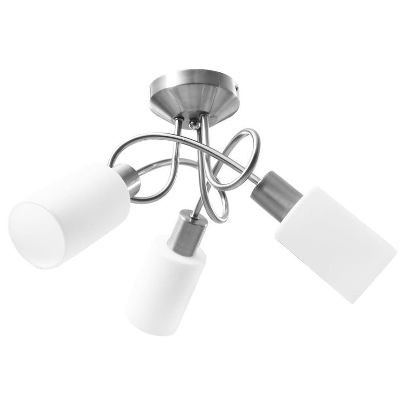 Lampa sufitowa z białymi, ceramicznymi kloszami stożkowymi, 3 żarówki E14