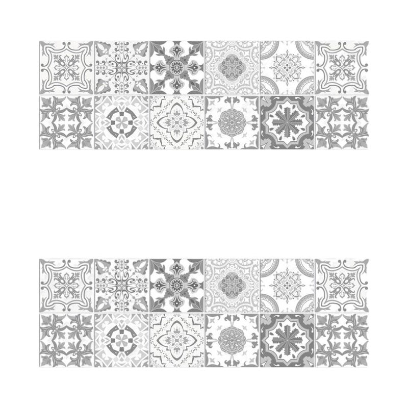 (Szary, 10 cm x 10 cm, 24 sztuki) Naklejka ścienna samoprzylepna z wzorem mandali, wodoodporna, PVC, dekoracja ścienna do kuchni