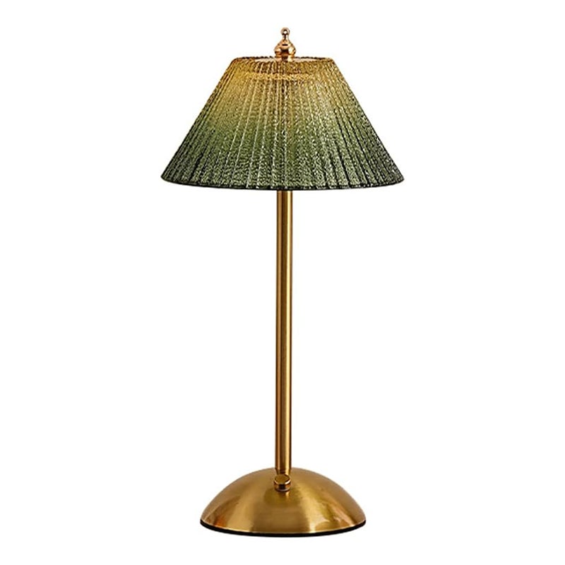 Lampa stołowa w stylu retro, szkło z zielonym gradientem, ładowanie przez USB, sterowanie dotykowe LED, nastrojowe światło nocne do salonu.
