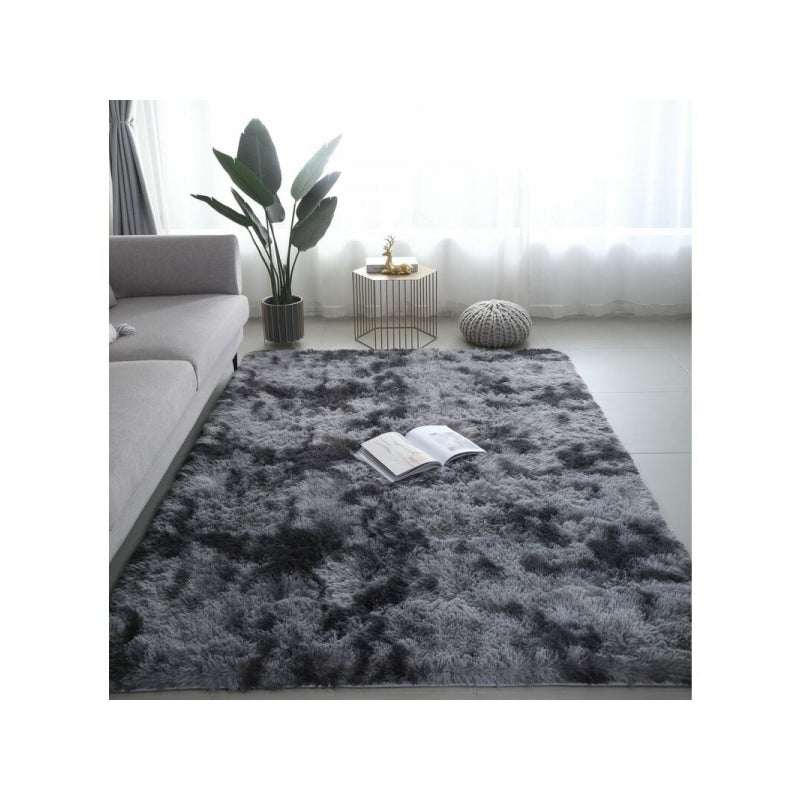 Dywan shaggy do salonu - 160 x 230 cm - Ciemnoszary - Miękkie włókno polipropylenowe - Antypoślizgowy