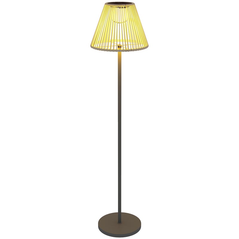 Lampa solarna stojąca w stylu rattanowym, lampa solarna z czujnikiem światła, 25 diod LED, wodoodporna lampa solarna IP44, balkon, trawnik, Ø33 x 135