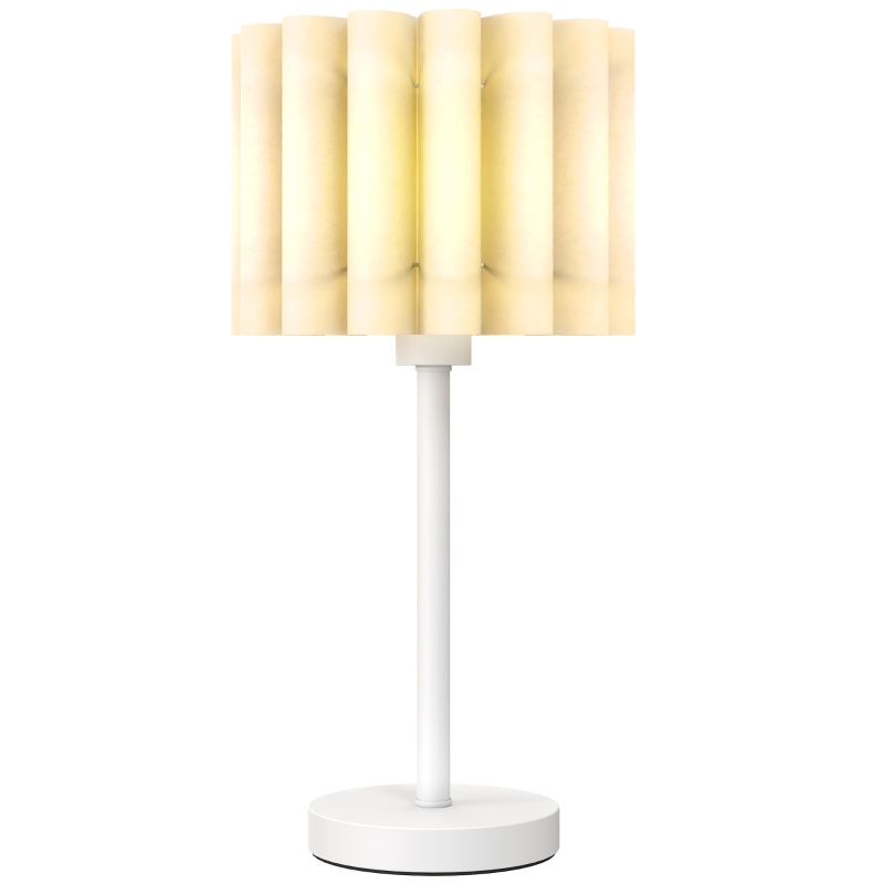 Lampa stołowa z falistym kloszem, oprawka E27, lampka nocna do salonu lub pokoju zabaw, biała, żarówka nie jest dołączona