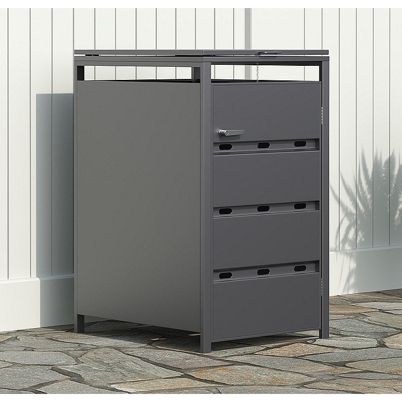 Osłona na śmietnik ze stali ocynkowanej w kolorze antracytowym - 0,6 mm - 1 kosz 240L - S68 x G80 x W116 cm - LOKAFA