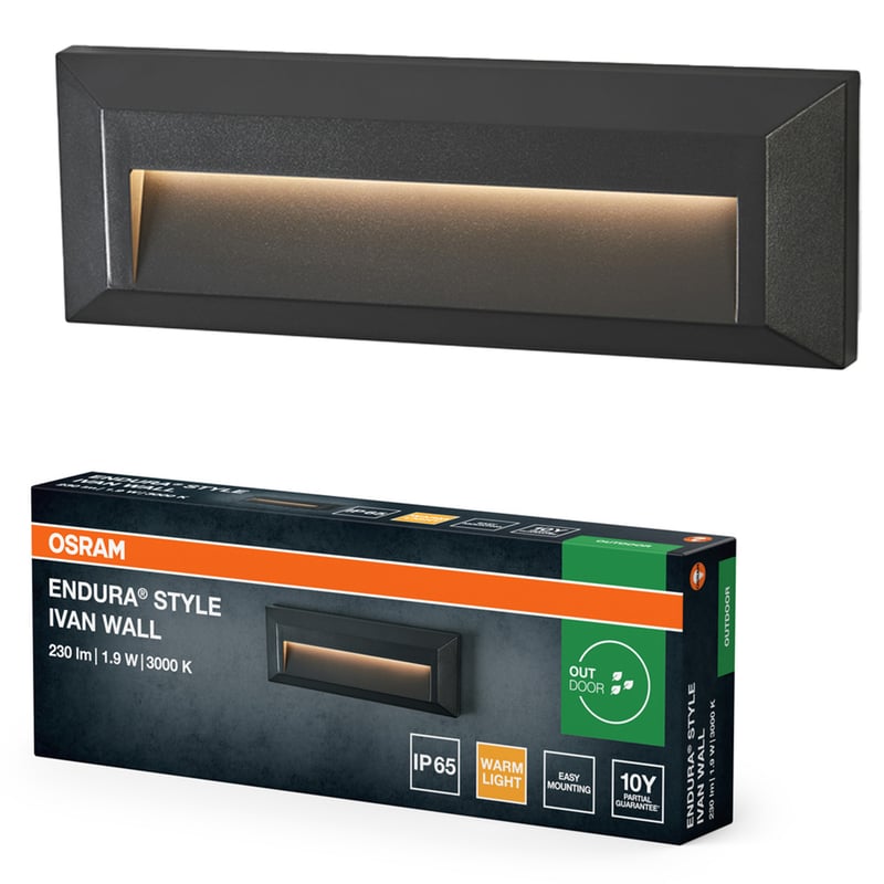 Kinkiet Ogrodowy Osram Lampa Elewacyjna Zewnętrzna LED 1.9W 85lm 3000K Ciepła biel Szary IP65 1 szt.