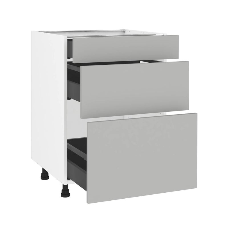 Szafka kuchenna kompletna Vienne 60 cm szary 3 szuflady Delinia iD