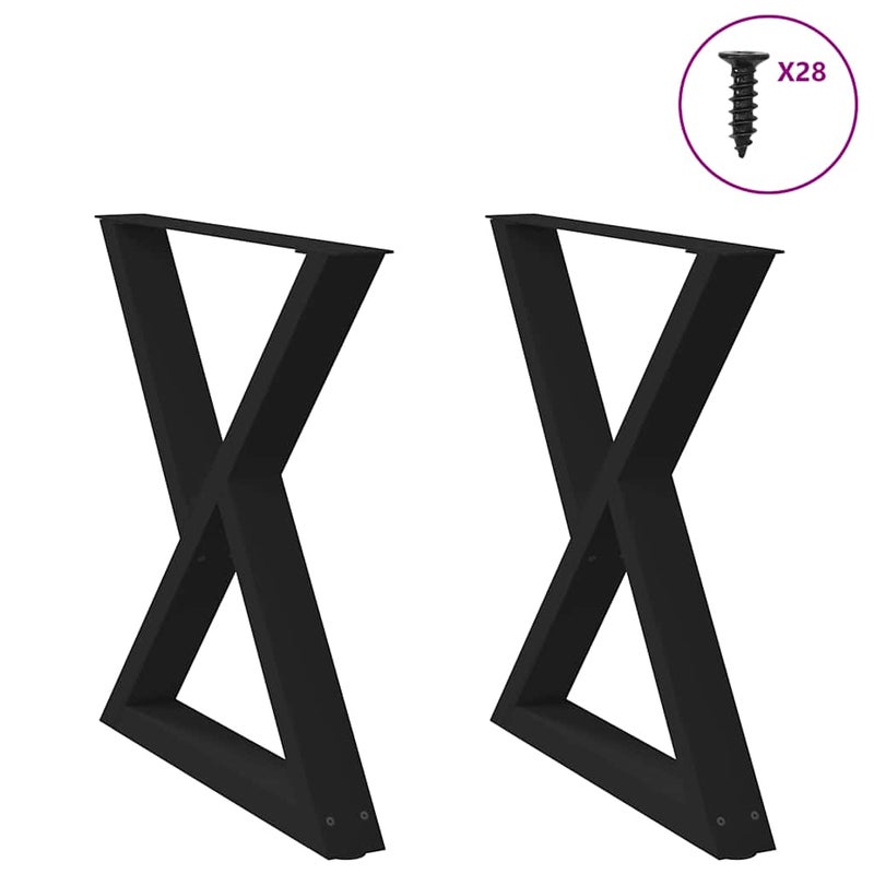 Nogi do stołu jadalnego 2 szt. Czarne 80x(72-73,3) cm Stal vidaXL