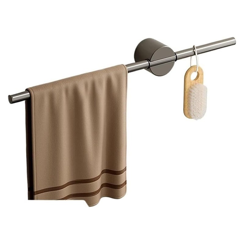 Regulowany aluminiowy wieszak na ręczniki montowany na ścianie, nie wymaga wiercenia, dekoracyjny drążek łazienkowy (szary, 50 cm)