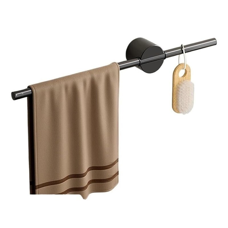 Regulowany aluminiowy wieszak na ręczniki montowany na ścianie, nie wymaga wiercenia, dekoracyjny drążek łazienkowy (czarny, 50 cm)