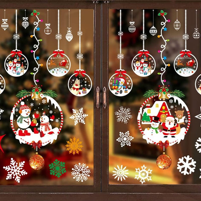 Naklejki na okna Boże Narodzenie naklejka świąteczna okno świąteczna naklejka ścienna dekoracyjna naklejka bożonarodzeniowa okno wystawowe Kolorowe