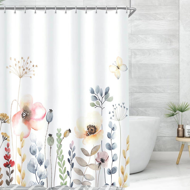 Zasłona prysznicowa do łazienki, prosta kwiatowa zasłona prysznicowa, wodoodporna i odporna na wilgoć zasłona działowa, 180 cm * 200 cm