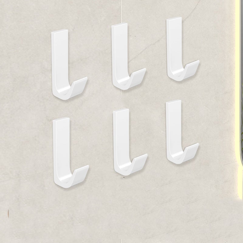 Samoprzylepny haczyk na ubrania, aluminiowy haczyk ścienny, udźwig 5 kg, bez konieczności wiercenia, nierdzewny (biały, 6 sztuk)