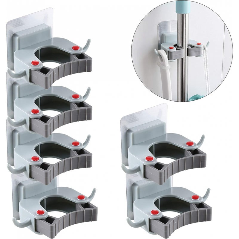 Samoprzylepny uchwyt ścienny na mopy, haczyk i uchwyt na grabie do szafy, ogrodu, garażu, do przechowywania, 6 sztuk