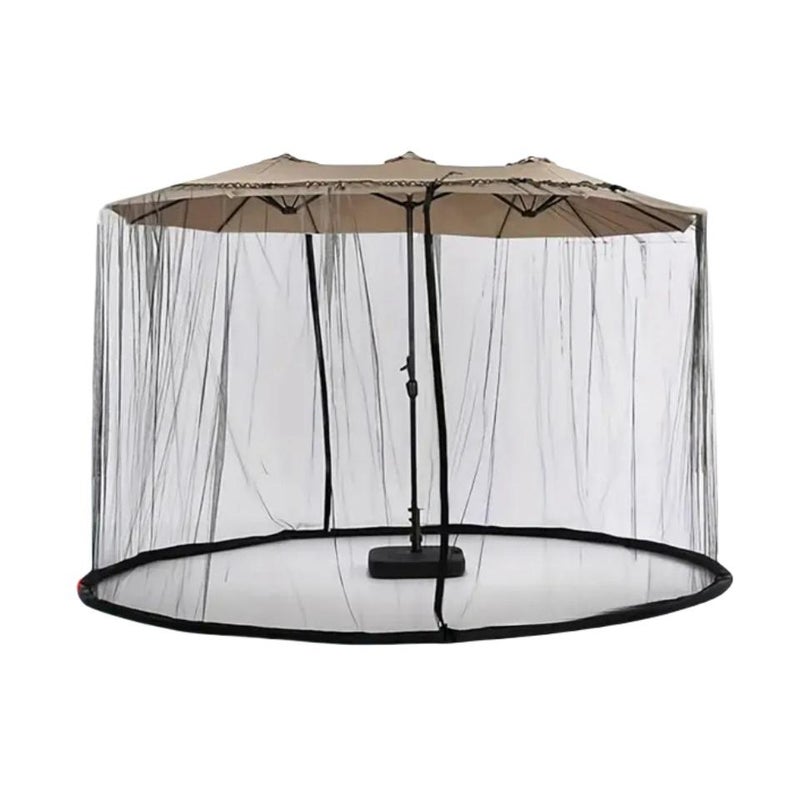 Dwustronna moskitiera do parasola tarasowego, siatka Sunbrella, dno obciążone rurką wodną z podwójnym zamkiem błyskawicznym, składany baldachim