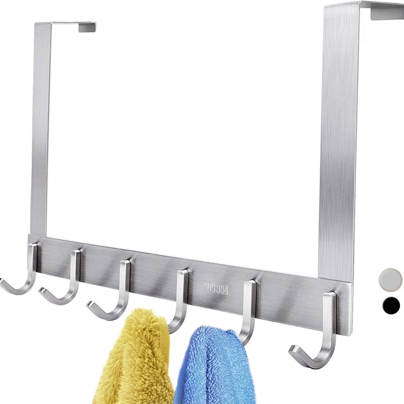 Haczyki na drzwi, 6 haczyków na wytrzymałe wieszaki ze stali nierdzewnej SUS 304, używane do płaszczy, czapek, ręczników, bagażu, szlafroków