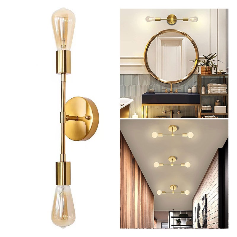 Kinkiety ścienne z 2 światłami, kinkiety do toaletki, oświetlenie łazienkowe nad lustro, industrialny kinkiet ścienny