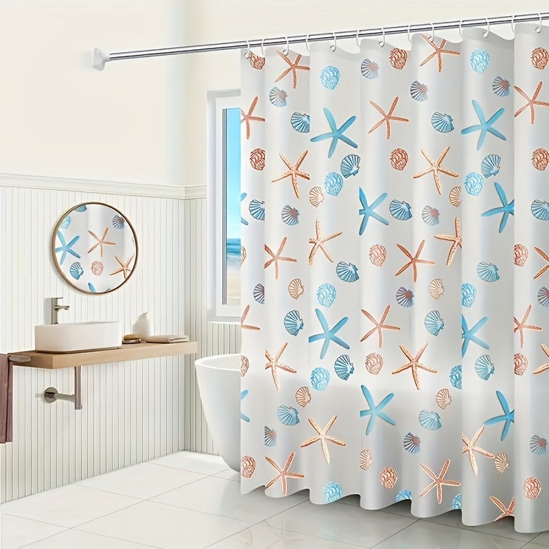 Zasłona prysznicowa z motywem rozgwiazdy, dekoracja łazienki i akcesoria do wanny, 80*180 cm, z haczykami