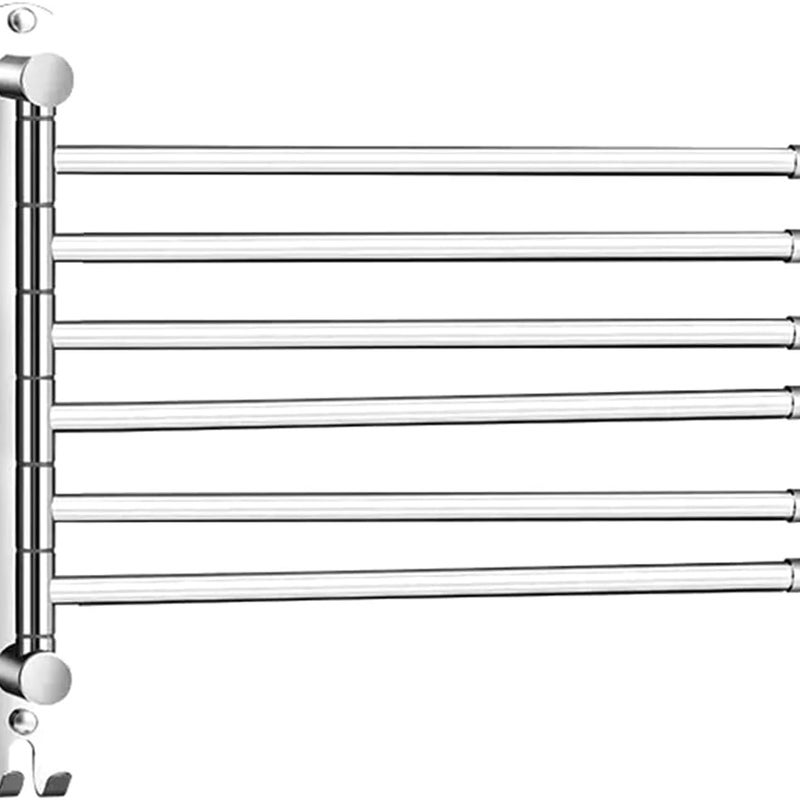 Obrotowy wieszak na ręczniki, 6-ramienny wieszak na ręczniki ze stali nierdzewnej, montowany na ścianie z haczykami (srebrny)