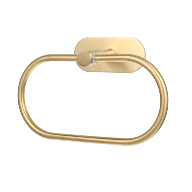 Owalny pierścień na ręcznik, akcesorium łazienkowe do montażu na ścianie, nie wymaga wiercenia, stal nierdzewna, złote wykończenie