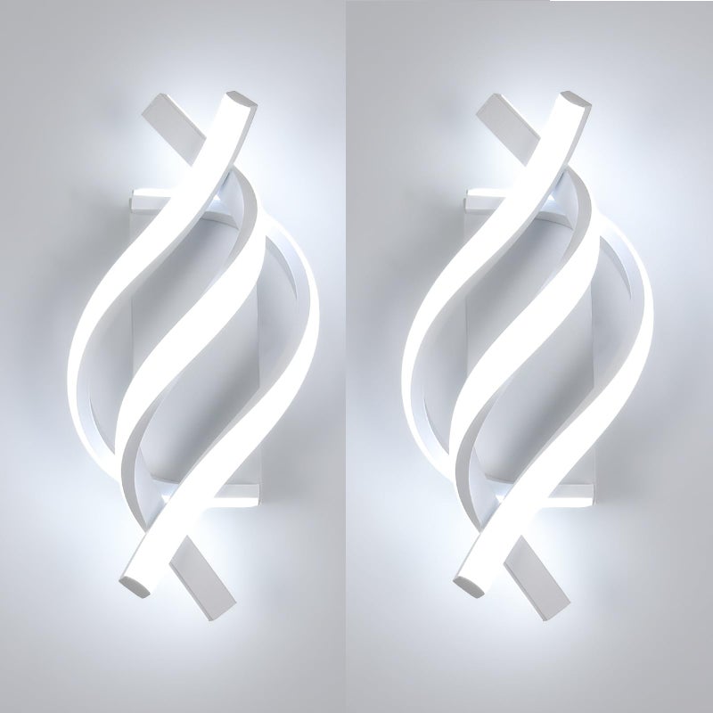 2 sztuki kinkietów LED Nowoczesna spiralna lampa ścienna LED, 6000k Aluminium Salon, Łazienka, Przedpokój Lampa wewnętrzna
