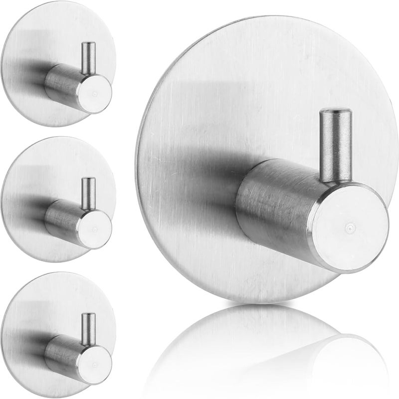 Zestaw 4 haczyków przyssawkowych na ścianę prysznica, haczyki samoprzylepne, haczyki ścienne, haczyk na ręcznik, srebrny