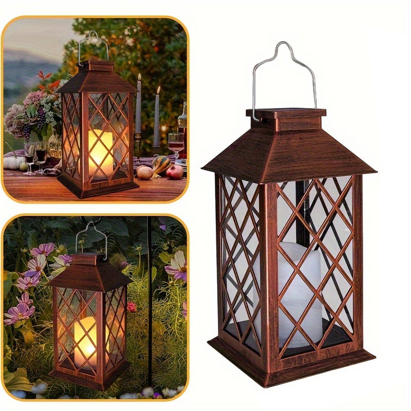 Bezpłomieniowe lampy solarne na świece, magiczne lampiony na świece, wodospady z lampkami LED w stylu vintage na Halloween, dekoracje stołu ogrodowego