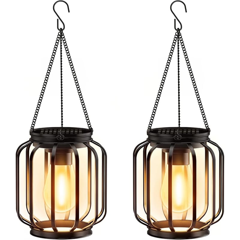 Zestaw 2 zewnętrznych lamp solarnych, wiszące lampy solarne, dekoracyjne lampy ogrodowe