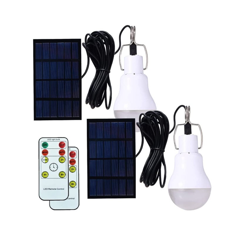 Zewnętrzna wisząca lampa solarna LED z kablem o długości 3,45 m, ładowalna żarówka solarna LED do wędkowania (zestaw 2 sztuk)