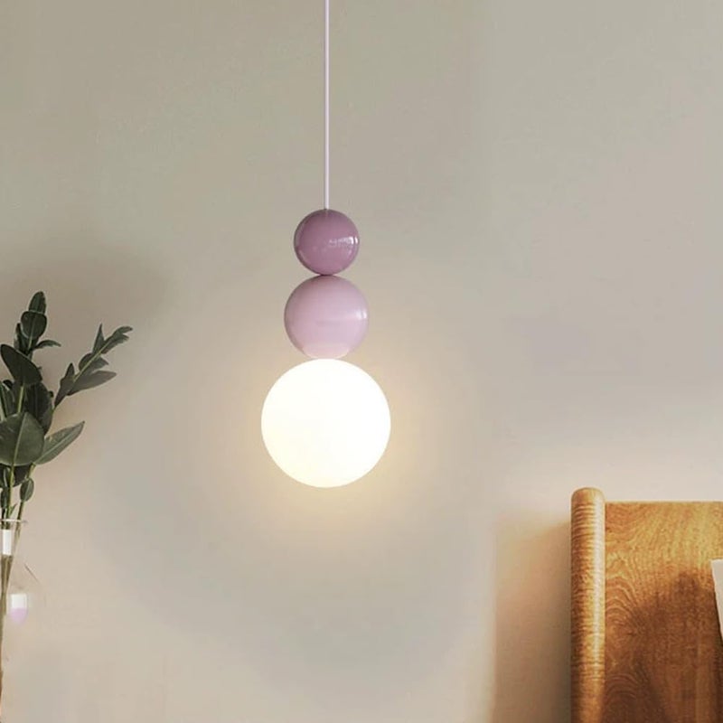 Żyrandol sferyczny, lampa sufitowa LED, regulowana wysokość 150 cm, odpowiednia do sypialni i salonów (fioletowe - ciepłe światło 3000 K)