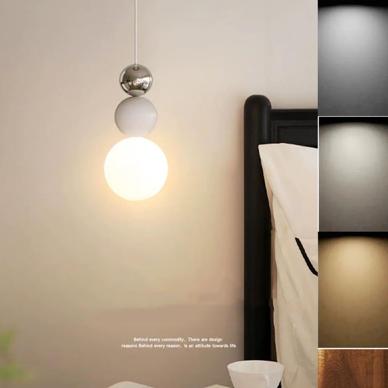 Lampa sufitowa wpuszczana w stylu skandynawskim Nowoczesna lampa wisząca z trójkolorowym oświetleniem LED dekoracji sypialni i jadalni kolorze chromu