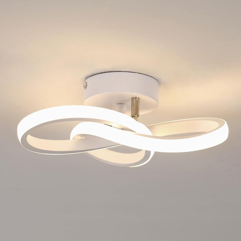 Nowoczesna lampa sufitowa LED zakrzywiona konstrukcja W lm idealna do korytarza salonu sypialni lub kuchni średnica cm klasa energetyczna E