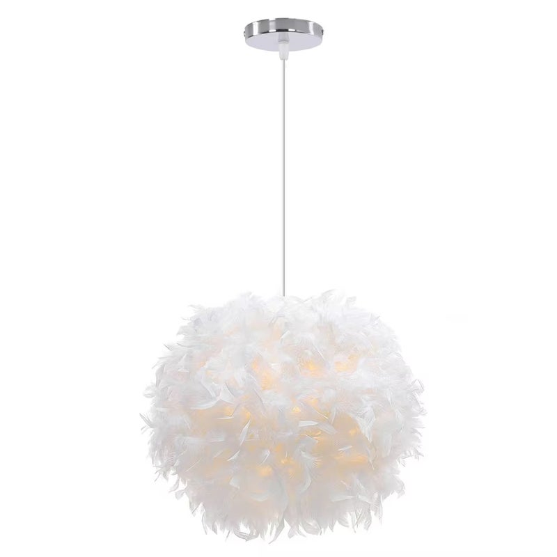 Nowoczesna zawieszka z piór, żyrandol LED do restauracji, dekoracji wnętrz - 40 cm (żarówki E27 nie są dołączone)