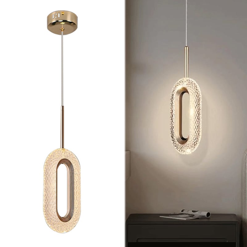 Lampa wisząca LED do kuchni, baru, sufitu, złota, oświetlenia sypialni, ciepłe światło 3000 K