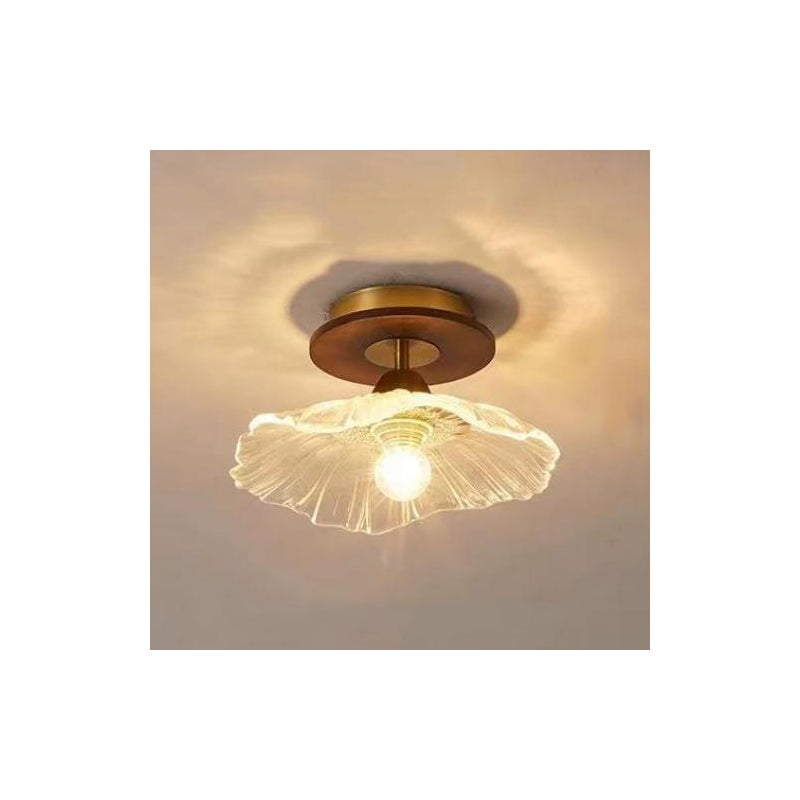 Lampa do przedpokoju z płatkami, wpuszczana lampa sufitowa w kształcie kwiatu, [orzech + przezroczysty], ciepłe światło, 220V, podstawa E27