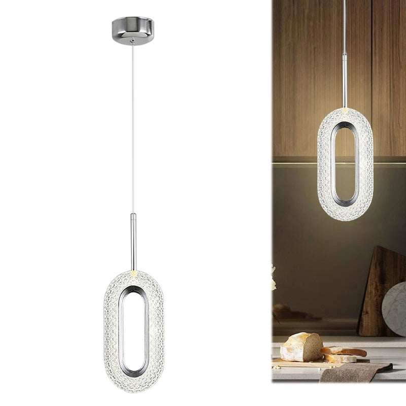 Lampa sufitowa LED z chromowanym srebrnym kryształem, mini oprawa wisząca do sypialni, korytarza, przedpokoju, wyspy kuchennej, ciepłe światło 3000 K
