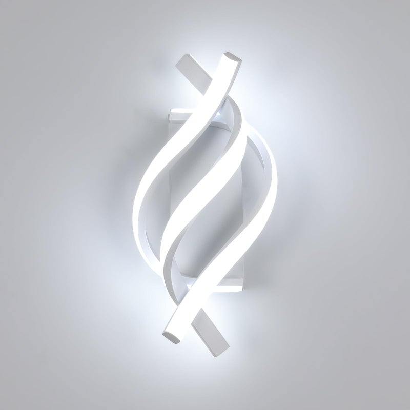 Nowoczesny kinkiet LED, Spiralny kinkiet LED, 6000k Aluminium Salon, Łazienka, Przedpokój Lampa wewnętrzna