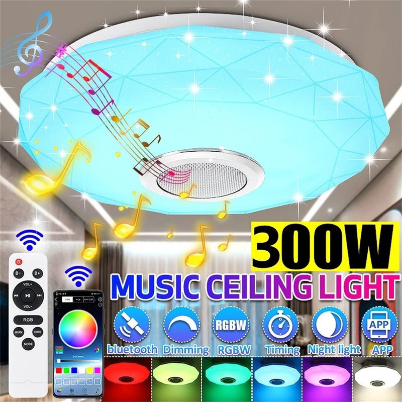 Ściemniana lampa sufitowa LED o mocy 24 W, nastrojowe oświetlenie RGB z pilotem audio Bluetooth, idealna do sypialni i salonów