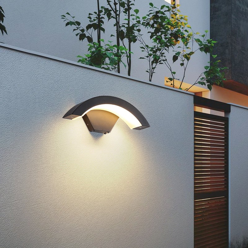 Zewnętrzna lampa ścienna, ciepła biała dioda LED 24W 3000K, wodoodporność IP65, konstrukcja w kształcie litery U, dziedziniec, willa i korytarz.