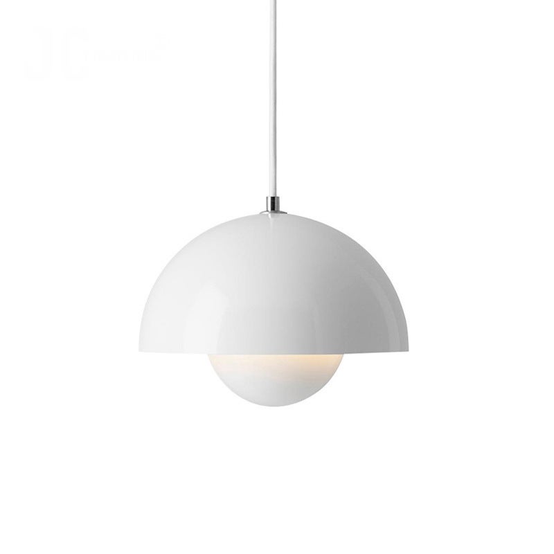Nowoczesna lampa wisząca LED w kształcie pąka kwiatu do salonu z żarówką, 23 cm, ciepłe światło, biały
